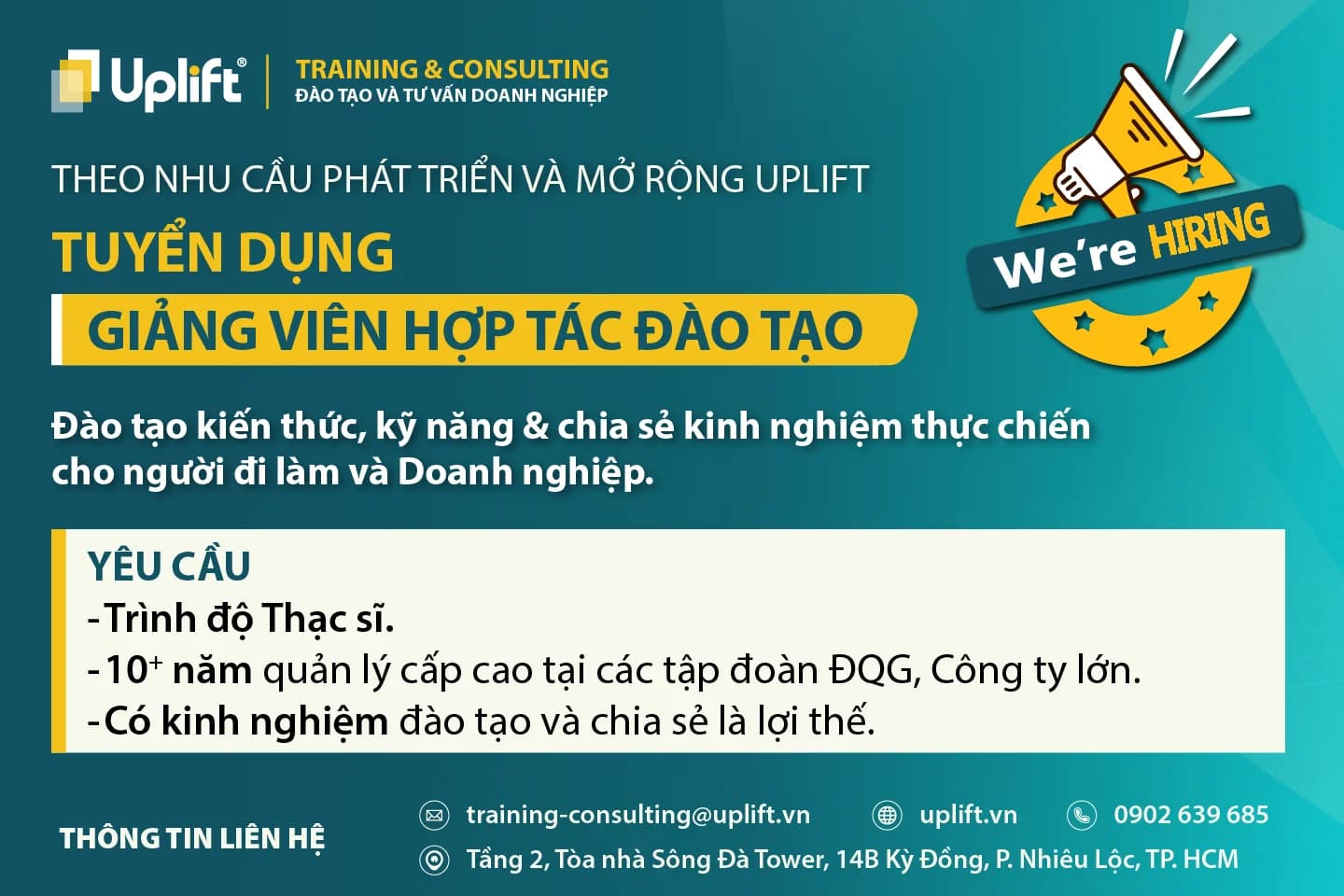 CÔNG TY ĐÀO TẠO & TƯ VẤN UPLIFT TÌM KIẾM GIẢNG VIÊN HỢP TÁC ĐÀO TẠO DOANH NGHIỆP 
